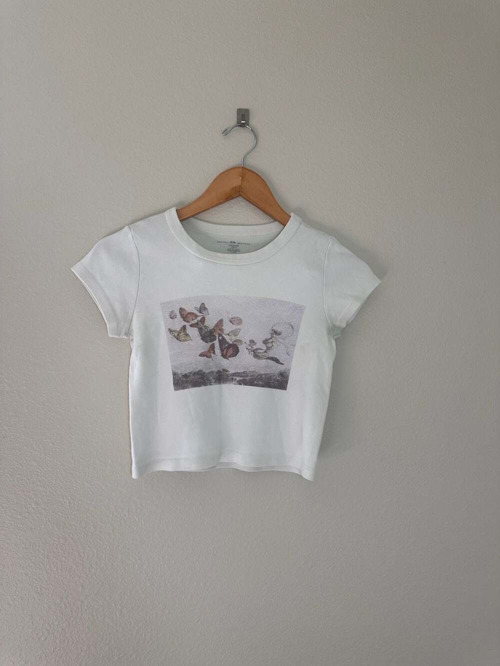 Brandy Melville Ashlyn Butterfly Fairy Graphic Cropped Baby Tee